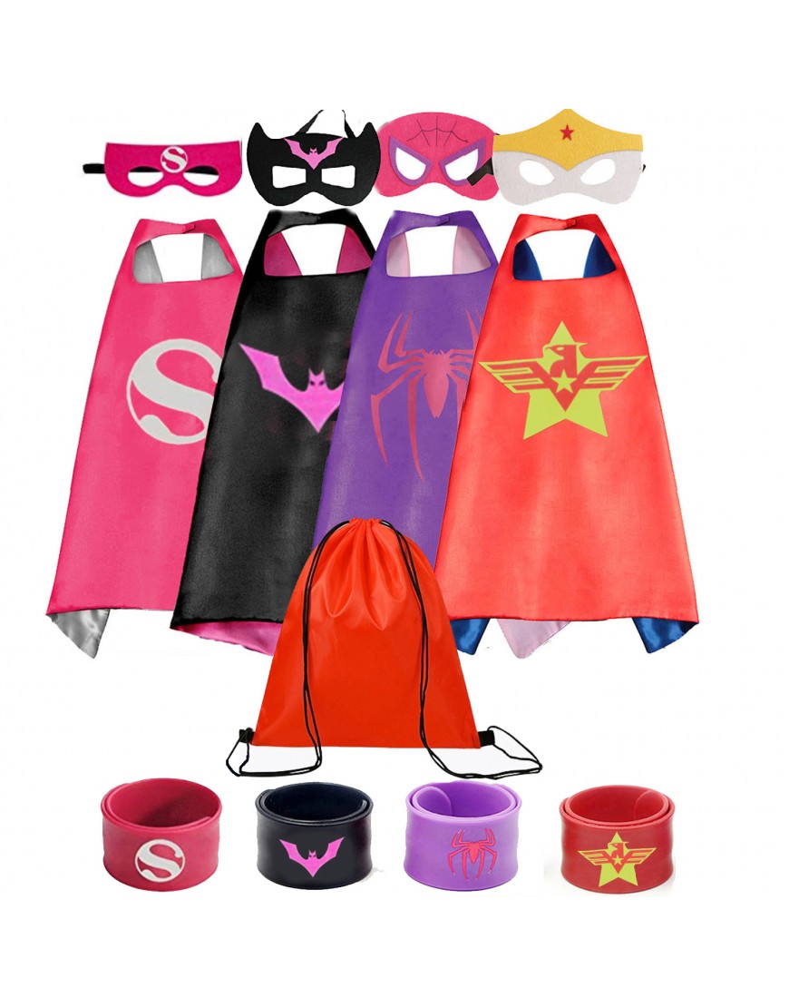 KARAZZO Superhero Capes for Kids with Wristbands 4PCS Halloween Costume Cosplay Festival Party Supplies Favors Dress Up Cloth Gifts for 3-12 Year Old Girls